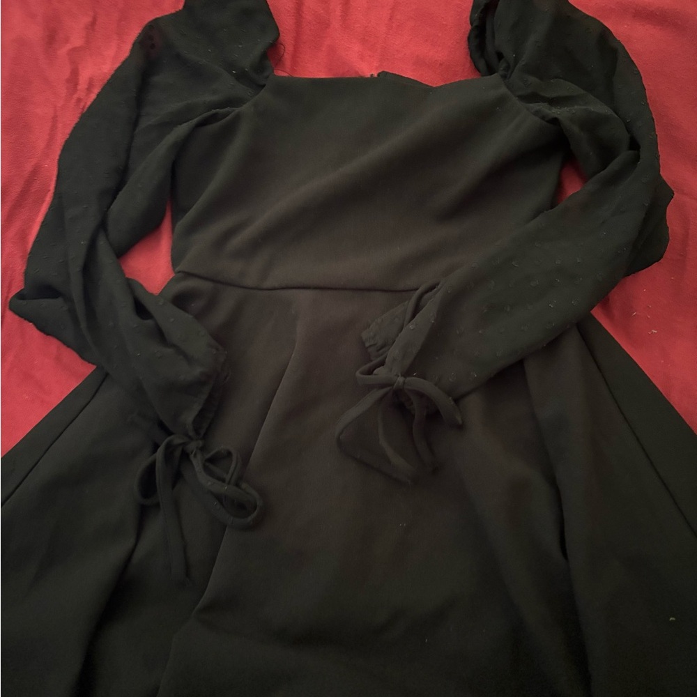 Kids Black Dress with puff sleeves